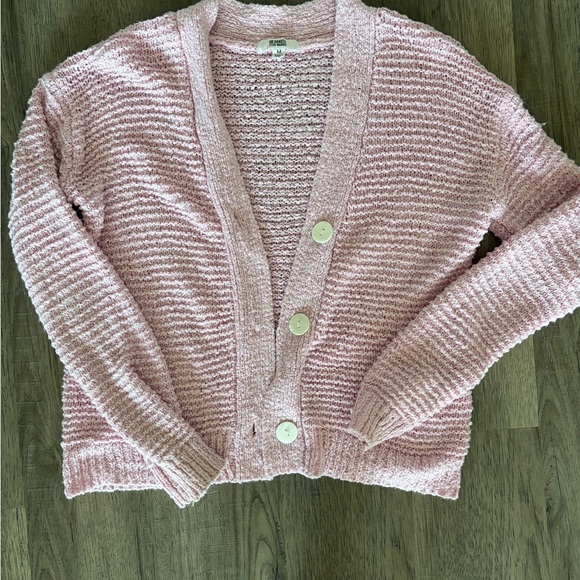 BB Dakota Sweaters - BB Dakota Light Pink Chunky Knit Button Cardigan